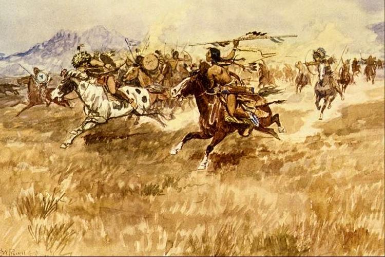 Fight Between the Black Feet, Charles M Russell